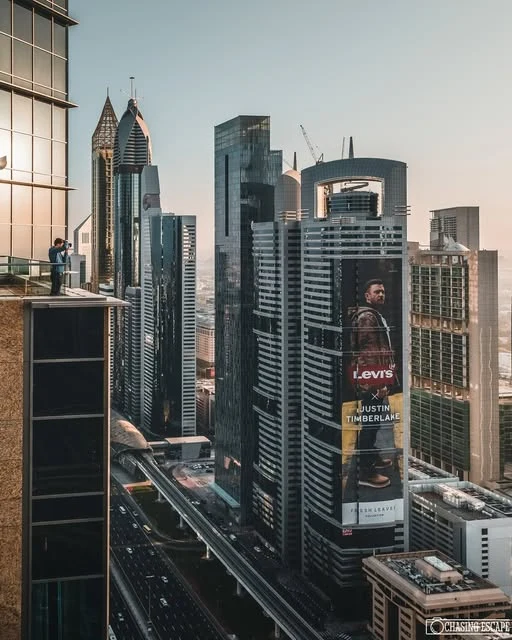 Dubai skyline viewed from an elevated city location