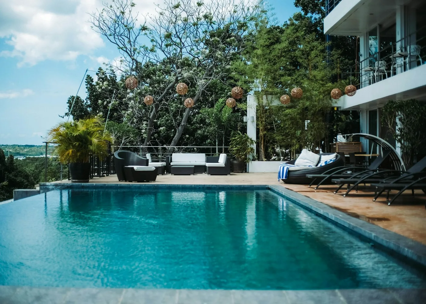 Resort swimming pool and outdoor lounge area